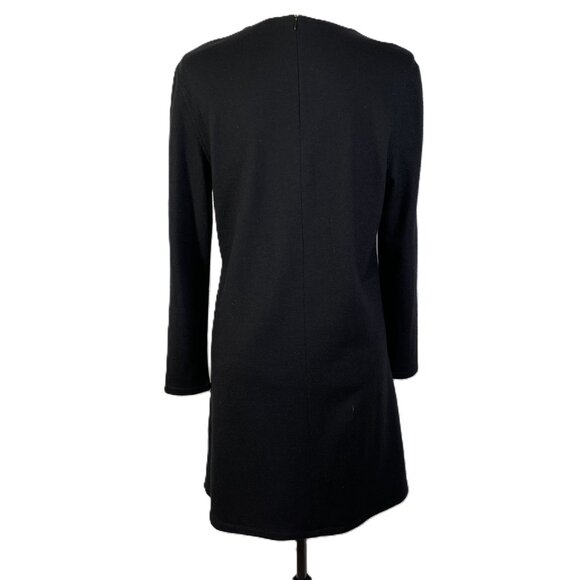 Behar New York Wool Sweater Dress Black A Line Mini Long Sleeves Size L - Picture 3 of 15
